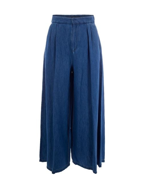 Max Mara Blue Elegant Mini Trousers For