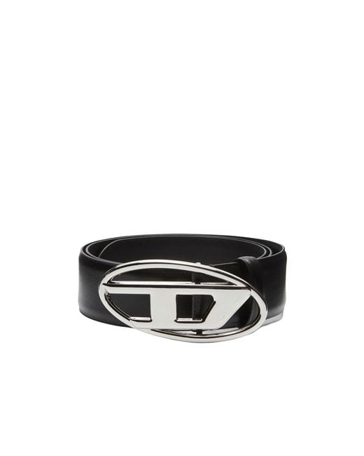 DIESEL Black Oval D Leather Belt for men