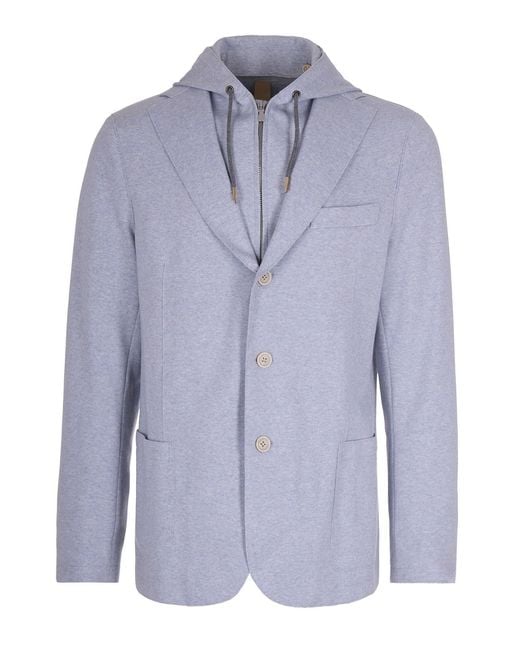 Eleventy Blue Sugar Hooded Jacket for men