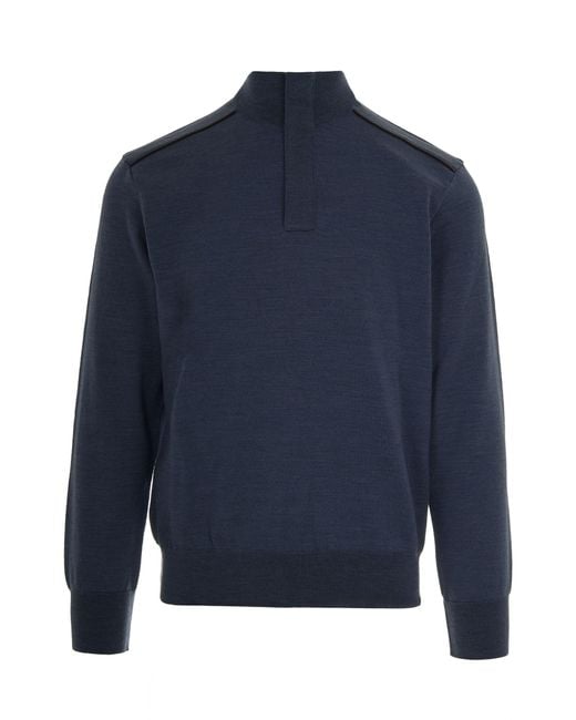 Maglia Mezza Zip Blu di Paul & Shark in Blue da Uomo