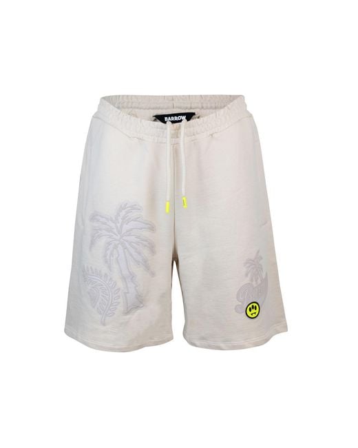 Barrow White Palma Fleece Bermuda Shorts for men