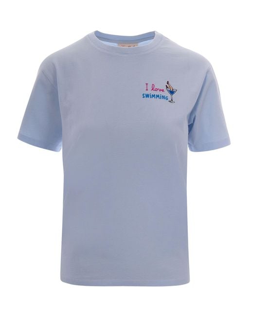 Mc2 Saint Barth Blue Embroidered Crew Neck T-Shirt