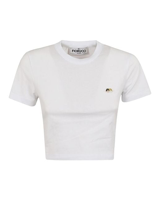 Fiorucci White T-Shirt Cropped Angel Patch