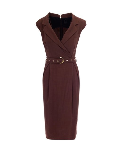 Pinko Red Amdine Frisottino Terra Dress