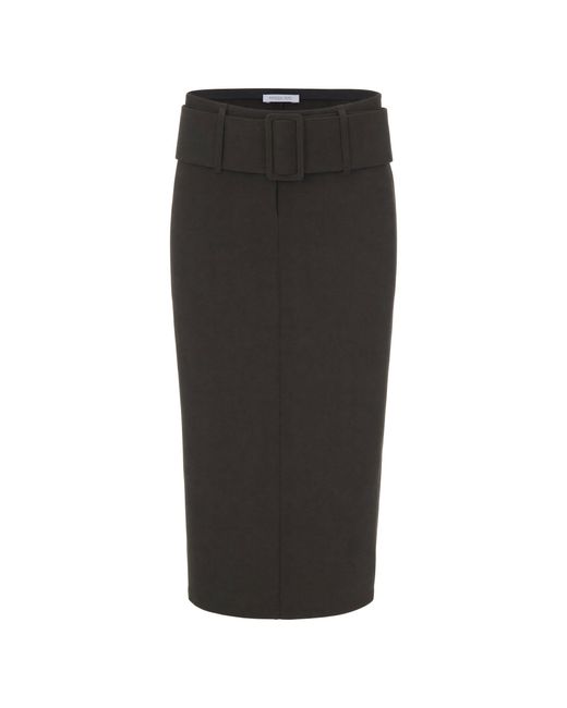 Patrizia Pepe Black Fitted Midi Pencil Skirt With High Waist And Front Slit