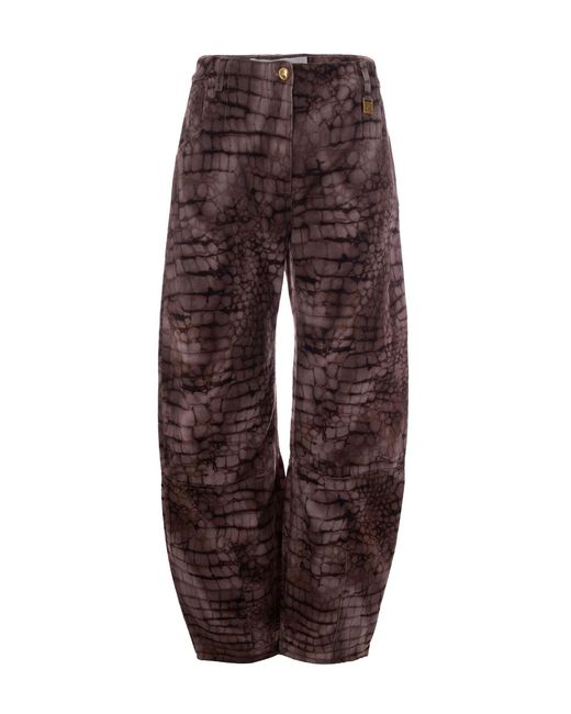 Elisabetta Franchi Brown Jeans Drill Alligatore