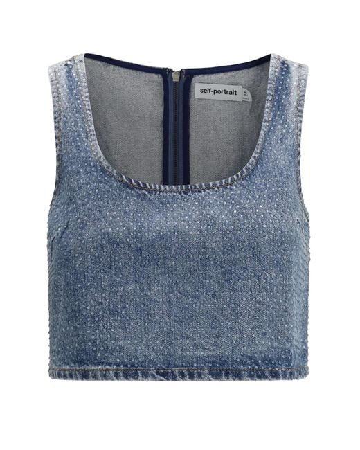 Self-Portrait Blue Elegant Mini Top For