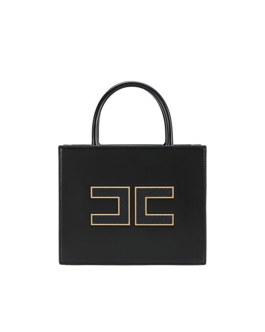 Borsa Tote Piccola Con Logo Nera di Elisabetta Franchi in Black