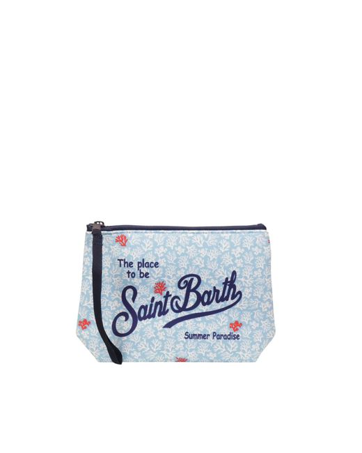 Mc2 Saint Barth White Pochette Aline Coral Motif