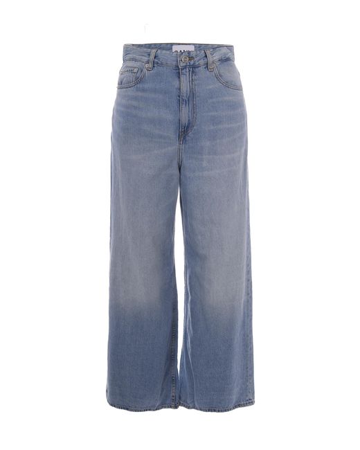 Ganni Blue High-Rise Wide-Leg Jeans