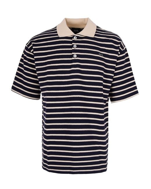 A.P.C. Blue Striped Polo for men