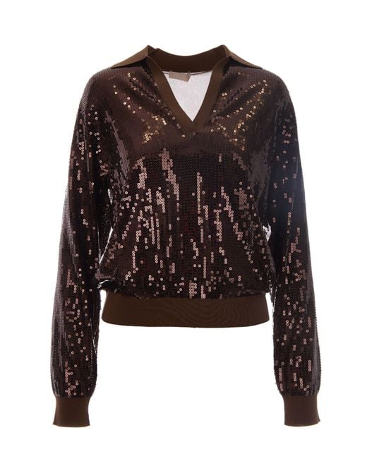Liu Jo Brown Maglia Biscotto Sequins