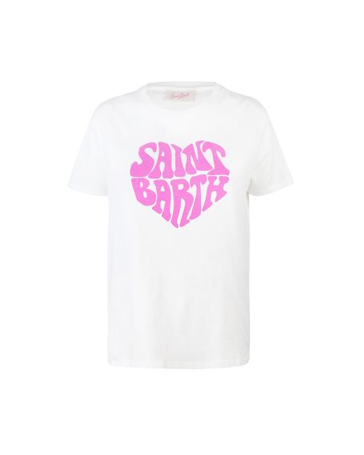 Mc2 Saint Barth Pink T-Shirt Cuore Saint Barth Bianca