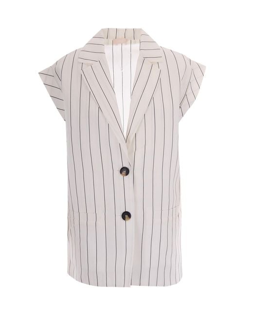 Liu Jo White Gilet Lyocell-Linen