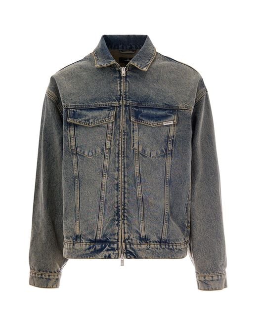Represent Gray Denim Shirt Collar Jacket for men