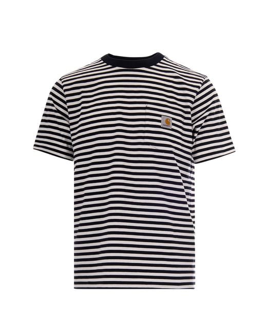 Carhartt Black T-Shirt S/S Ezra Pocket Stripe for men