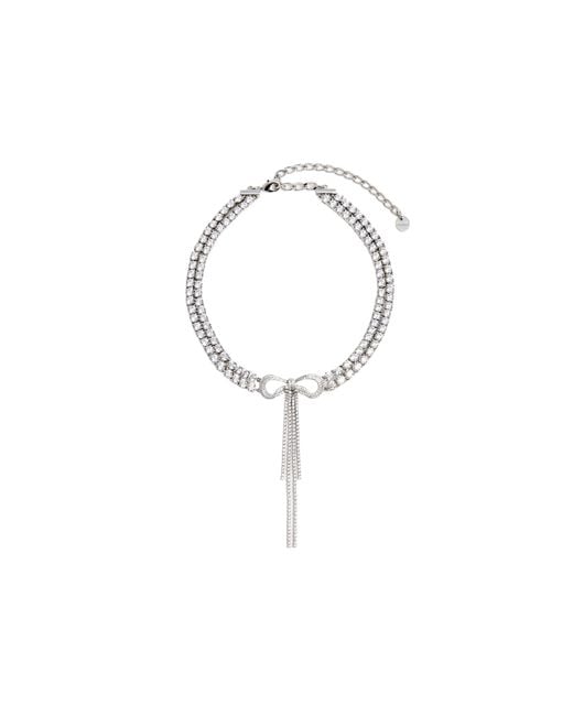 Self-Portrait White Collana Double Crystal Bow