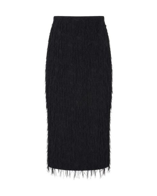 Patrizia Pepe Black Gonna Midi Frange Nera