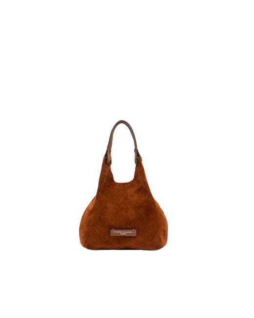 Gianni Chiarini Brown Borsa Dua Suede Cognac