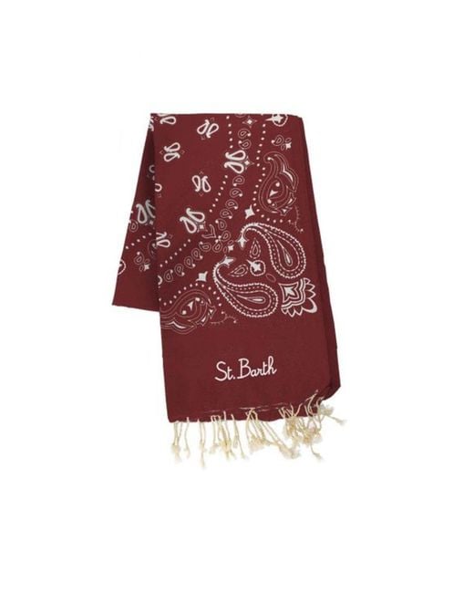 Mc2 Saint Barth Red Telo Mare Foutas Bandana Bordeaux