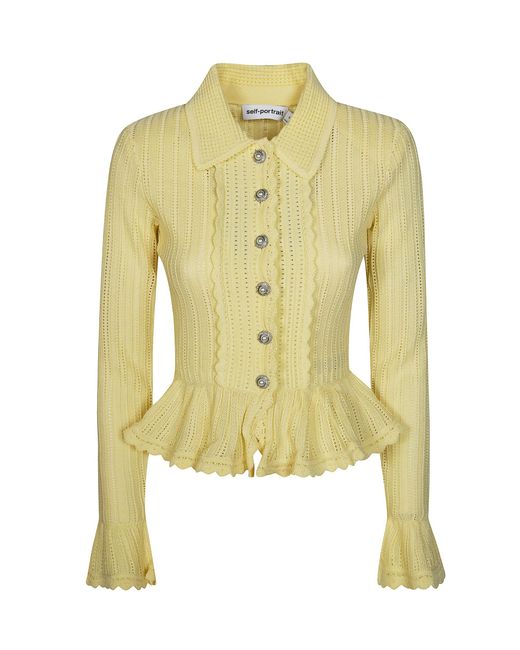 Self-Portrait Yellow Pointelle Cardigan