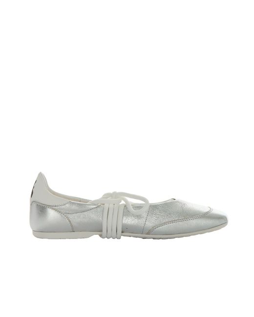 Patrizia Pepe White Dancing Skin Laminated Ballet Flats