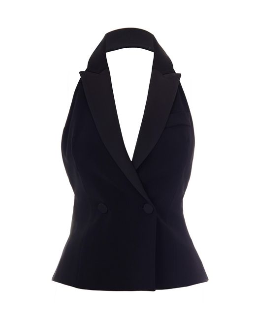 Patrizia Pepe Blue Gilet Revers Nero