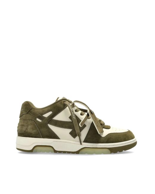 Off-White c/o Virgil Abloh Green Out Of Office Calfskin Suede Sneakers for men