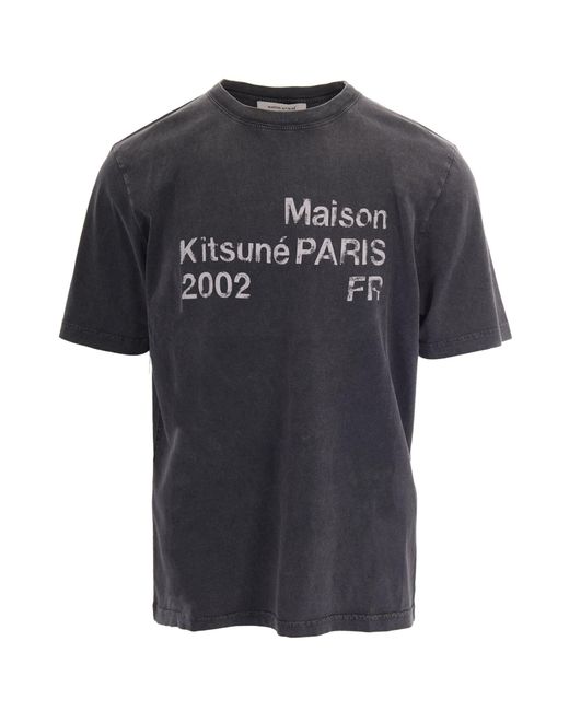 Maison Kitsuné Black T-Shirt 2002 Faded for men