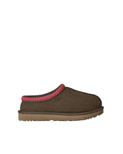 Ugg Brown Low-Profile Clog With Braid And Shearling Lining