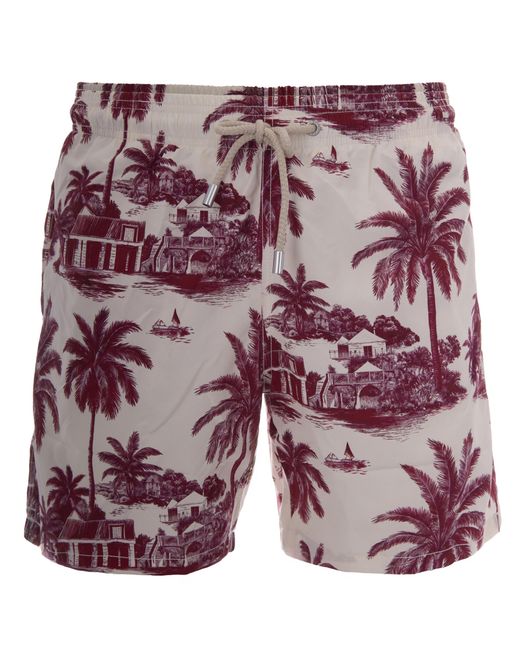 Mc2 Saint Barth Red Swim Shorts Gustavia Jouy for men