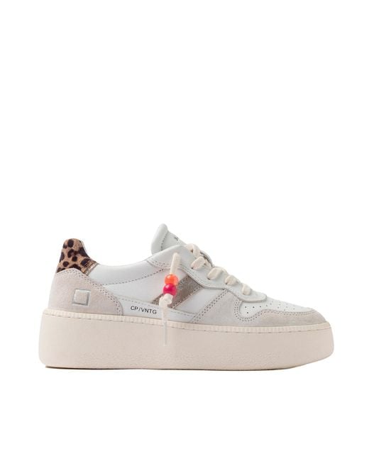 Date Multicolor Sneakers Court Platform Vintage Calf Leopard