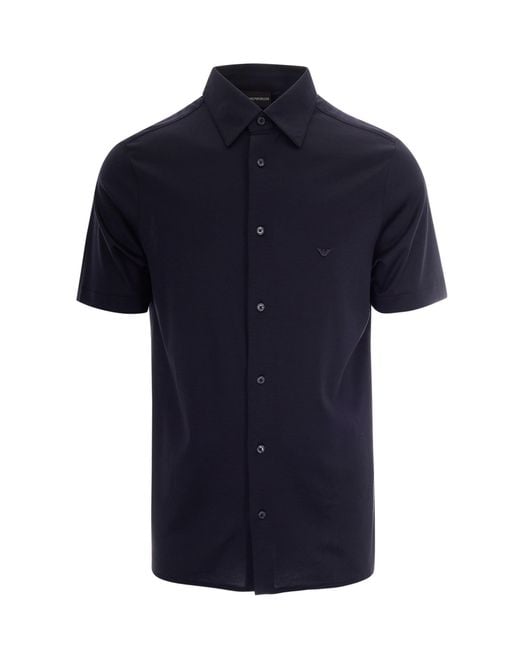 Emporio Armani Blue Shirt Slim Lyocell for men