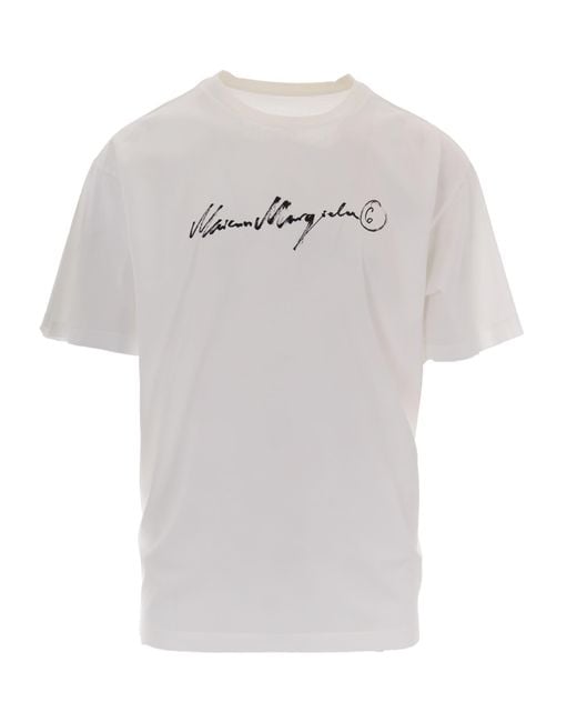 MM6 by Maison Margiela White T-Shirt Firma Off for men