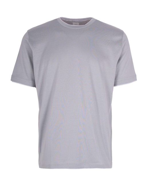 Eleventy Gray Contrast Trim Crewneck T-Shirt for men