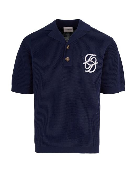 Drole de Monsieur Blue Polo Maille Monogramme for men