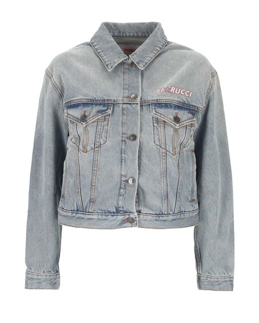 Fiorucci Gray Giubbino Star Logo Denim