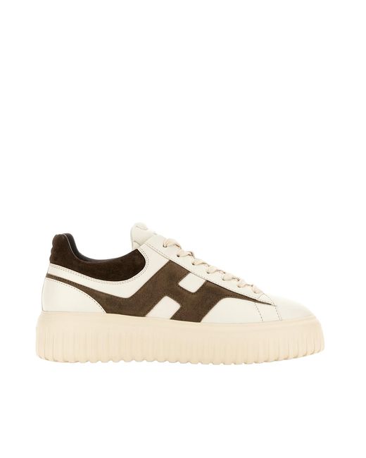 Hogan Natural Ivory H-Stripes Nappa Leather Sneakers for men