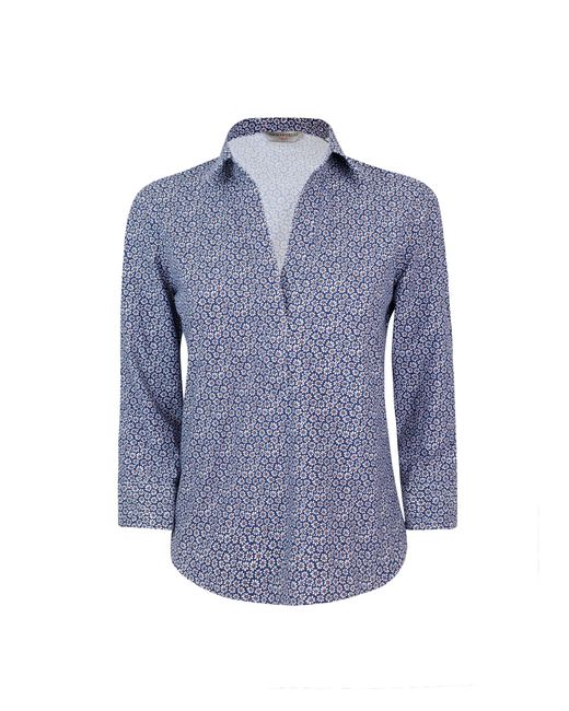Camicia Classica Elasticizzata Con Stampa Floreale di Ghirardelli in Blue