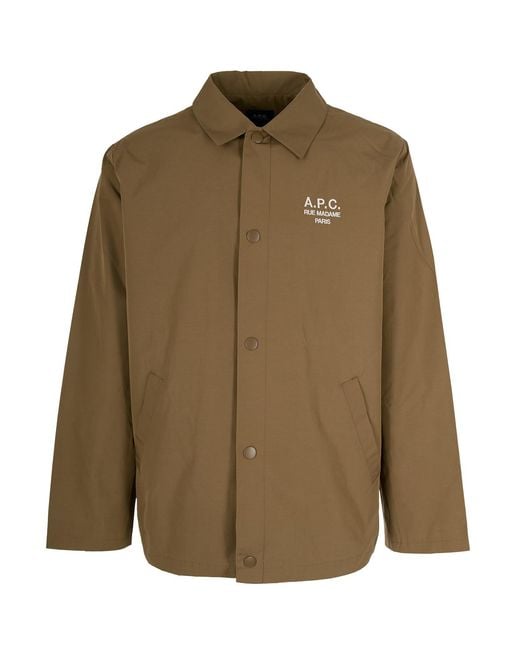 A.P.C. Green Jacket With Logo Embroidery for men