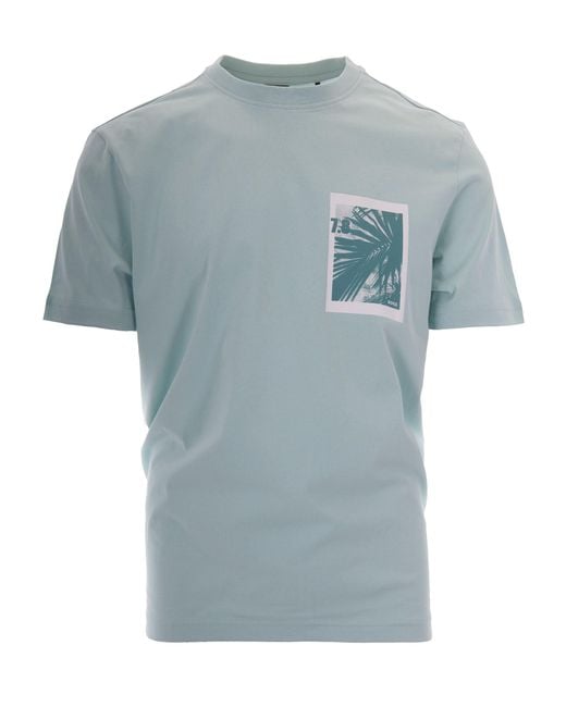 Boss Blue T-Shirt Grafica Aqua for men