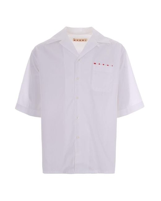 Marni Purple Embroidered Bowling Shirt for men