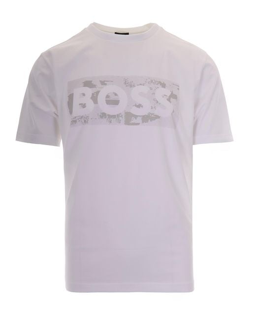 Boss Purple T-Shirt Logo Grafico for men