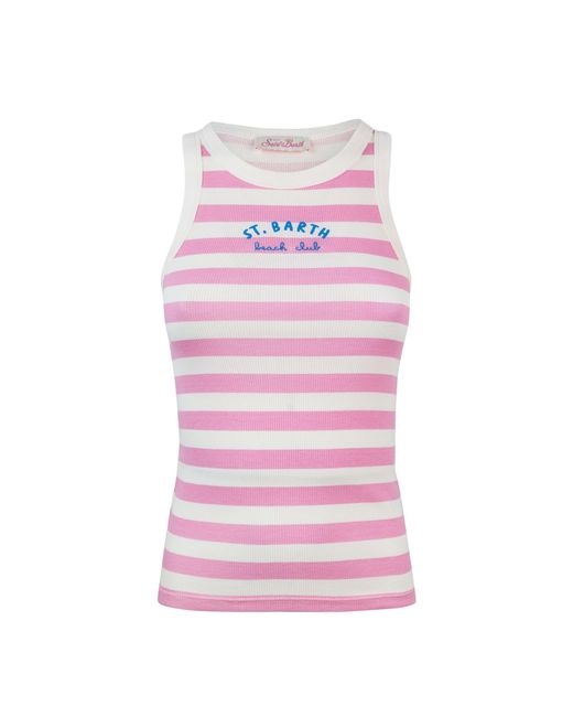 Mc2 Saint Barth Pink Top A Coste Riga Rosa
