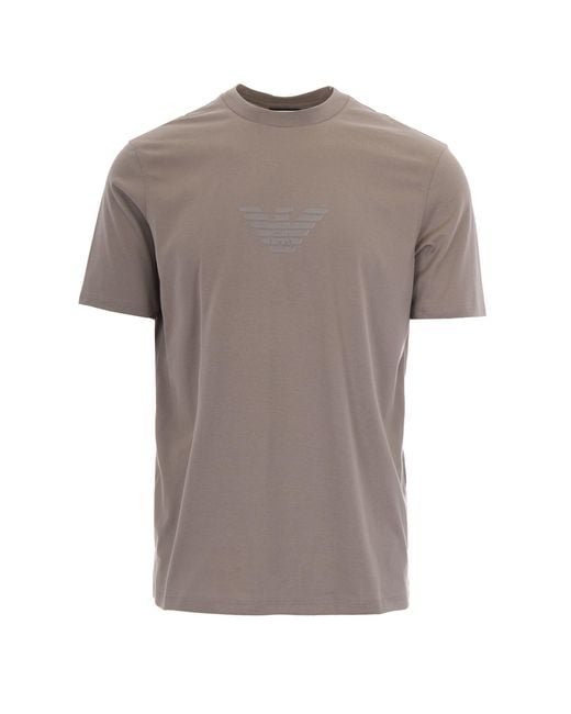 Emporio Armani Gray Logo Crew Neck T-Shirt for men