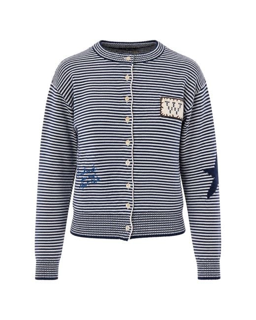 Weekend by Maxmara Blue Cardigan Teiera Riga Ecrù Blu