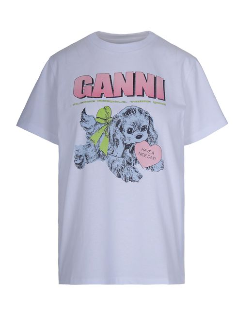 Ganni Blue T-Shirt Neon Puppy Bright