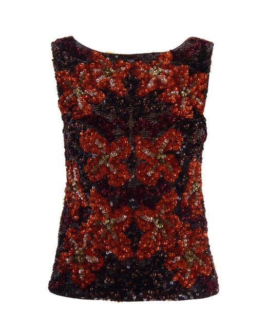 P.A.R.O.S.H. Red Top Con Paillettes Fantasia Marrone