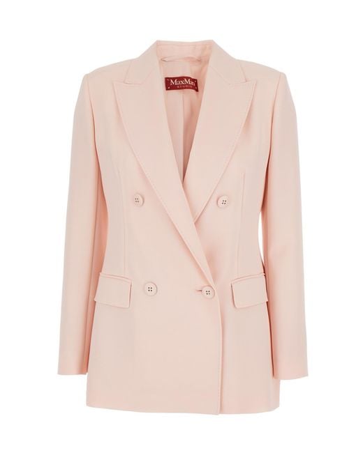 Max Mara Pink Wool Crepe Fitted Blazer