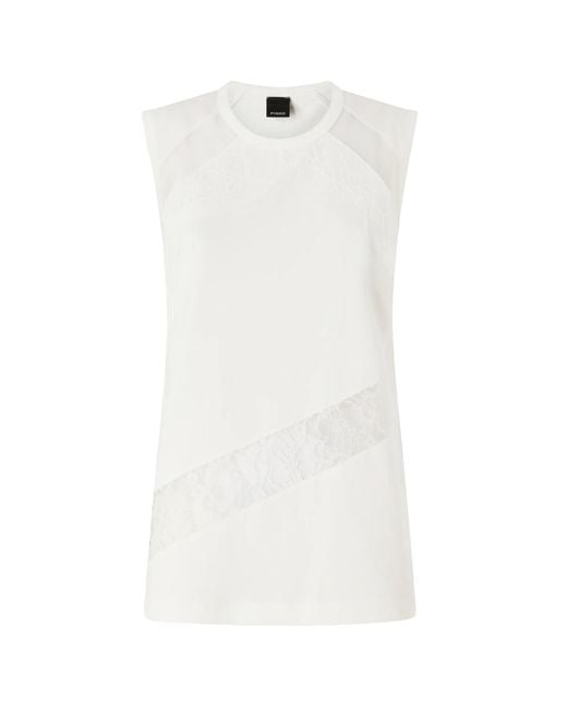 Pinko White Molly Tank Top With Inserts